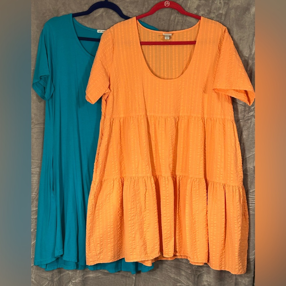 2 GUC Women’s Short Dresses Tunics with Pockets size 1X Plus Lot Bundle